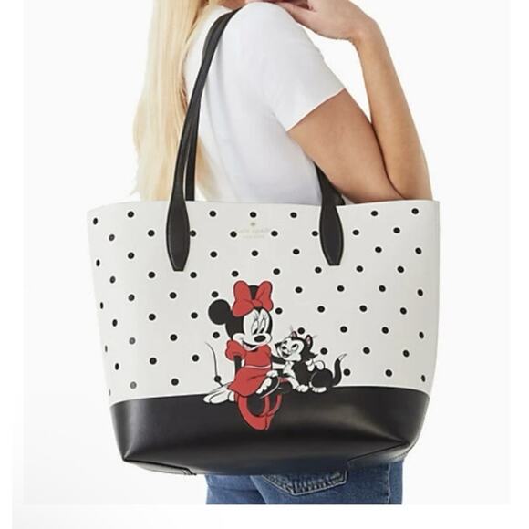 kate spade Handbags - Kate Spade Tote Bag Womens Large White Leather Minnie Mouse Disney Polka Dot